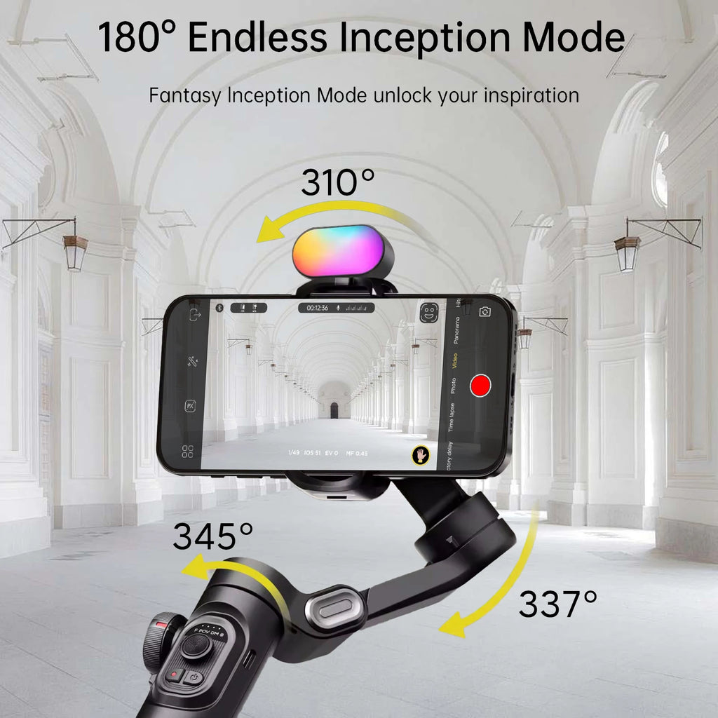 Smart XE Kit Gimbal Stabilizer for Smartphone Iphone Video Recording Magnetic Fill Light 3-Axis Foldable Android Gimble