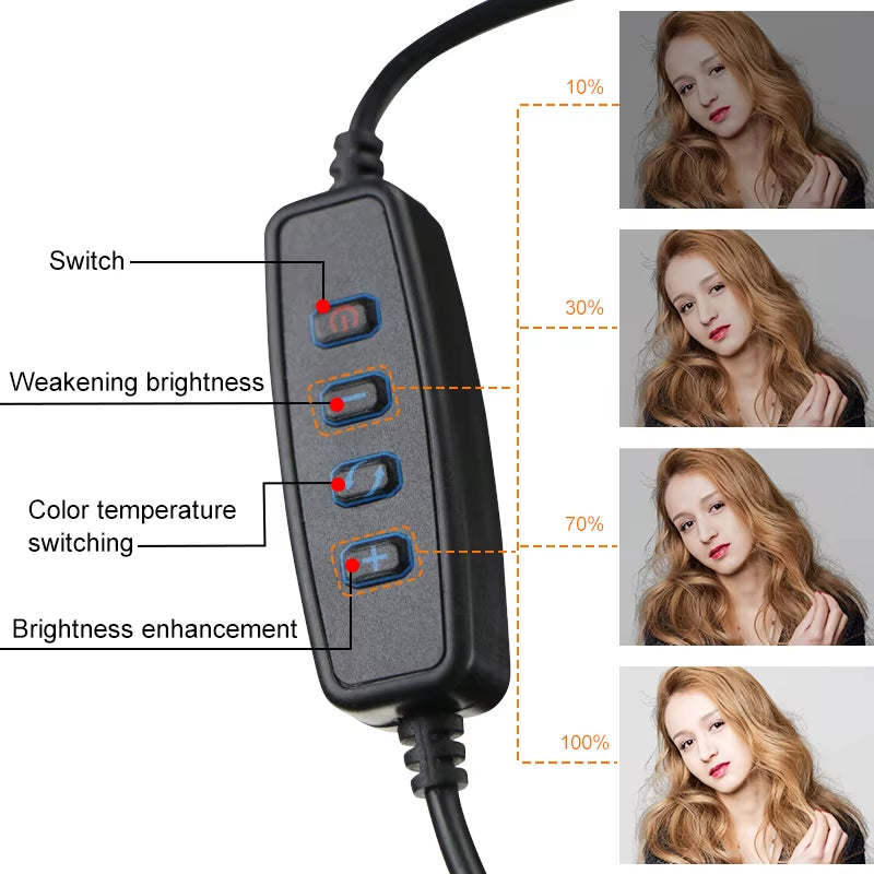 Illuminate Your Beauty with the 26CM Dimmable LED Selfie Ring Light - Perfect for Live Streaming, Makeup, and Photography!