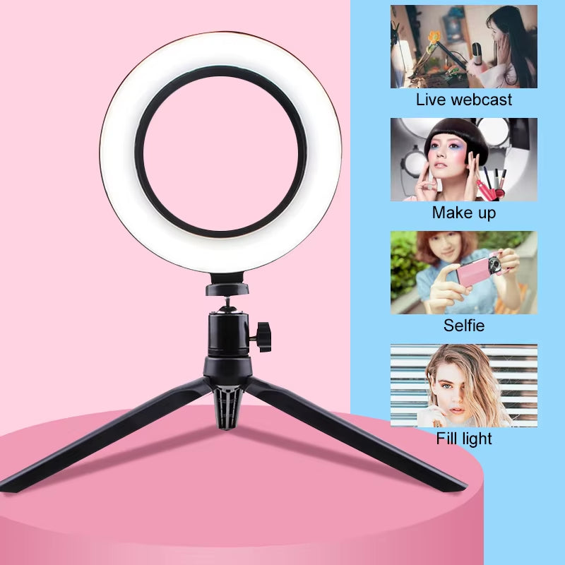 Illuminate Your Beauty with the 26CM Dimmable LED Selfie Ring Light - Perfect for Live Streaming, Makeup, and Photography!