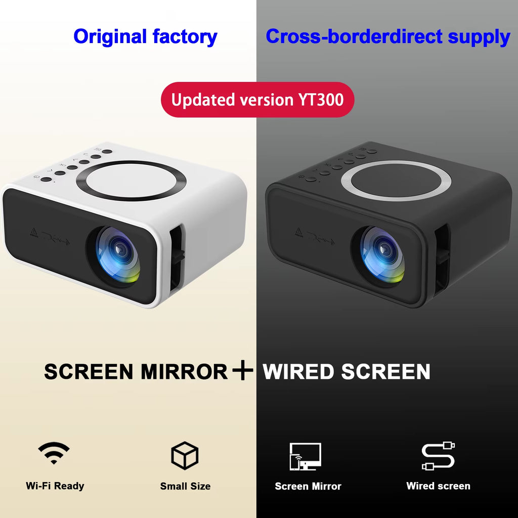 YT300 Projector Mini Portable High Quality Beamer Outdoor Camping Smartphone Wireless Mirroring Supported Home Theater