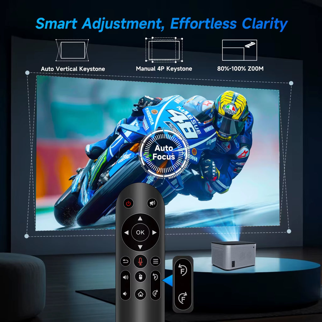 Transform Your Home Theater with the Android 11 4K Smart Projector - 580 ANSI Lumens, Full HD 1920x1080P, WiFi6 & BT5.0, Voice Control, Ultimate Viewing Experience