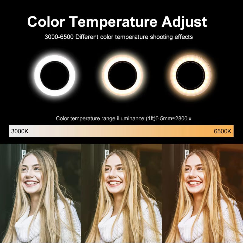 Illuminate Your Beauty with the 26CM Dimmable LED Selfie Ring Light - Perfect for Live Streaming, Makeup, and Photography!