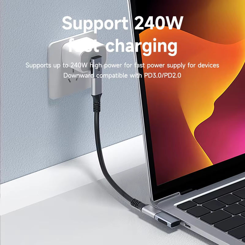 Experience Lightning-Fast Connectivity with the 240W USB C to C Adapter – 40Gbps, 8K 60Hz, 90 Degree Converter for Thunderbolt 4/3, MacBook, and iPhone 17 Pro!