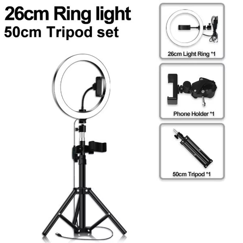 Illuminate Your Beauty with the 26CM Dimmable LED Selfie Ring Light - Perfect for Live Streaming, Makeup, and Photography!