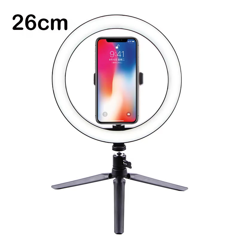 Illuminate Your Beauty with the 26CM Dimmable LED Selfie Ring Light - Perfect for Live Streaming, Makeup, and Photography!